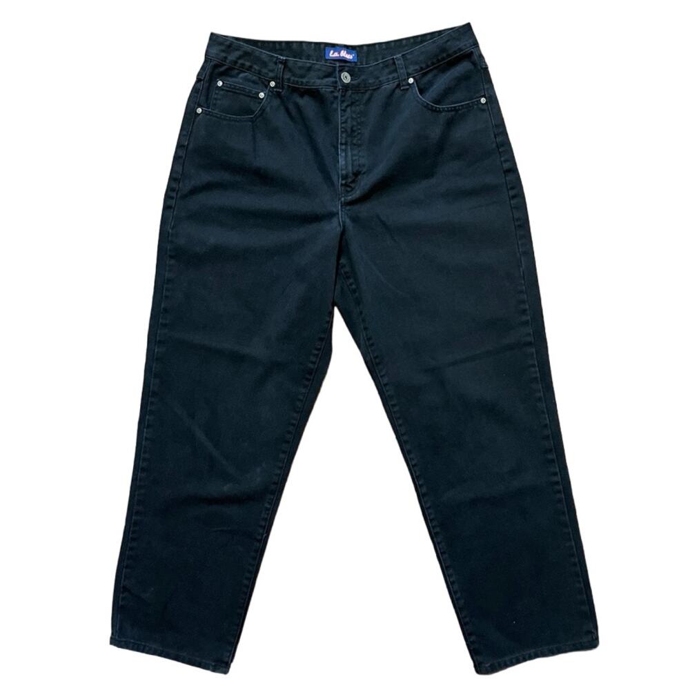 VTG 90s L.A. BLUES High Rise Tapered Leg Black Jeans SZ 14W TALL